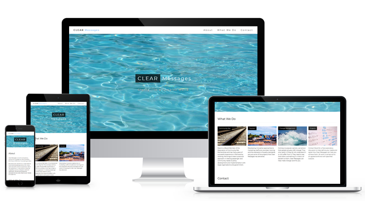 Clear Messages consultancy website on various devices