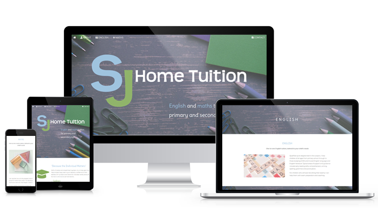 SJ Home Tuition website on various devices